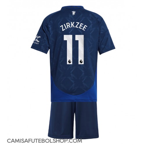 Camisa de time de futebol Manchester United Joshua Zirkzee #11 Replicas 2º Equipamento Infantil 2024-25 Manga Curta (+ Calças curtas)